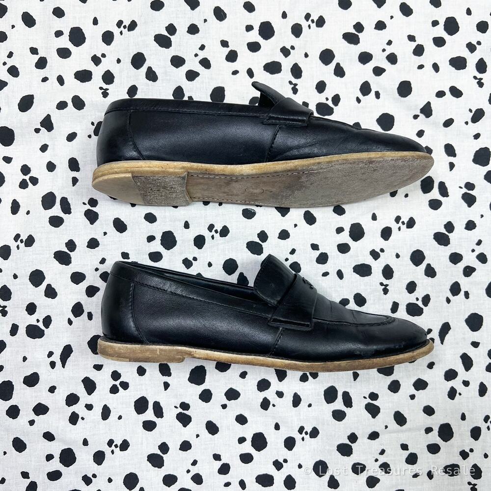 Chanel | Black Leather CC Logo Classic Penny Loafers Designer Flats Size 36 - Picture 3 of 9